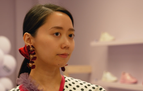 A woman with earrings