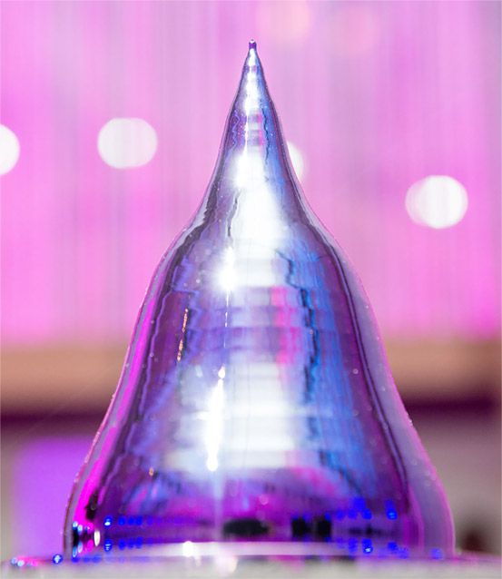 A close-up of the Millennium Technology Prize. 